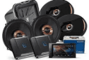 High level stereo upgrade ads higher powered speakers, an additional subwoofer, and a higher powered amplifier